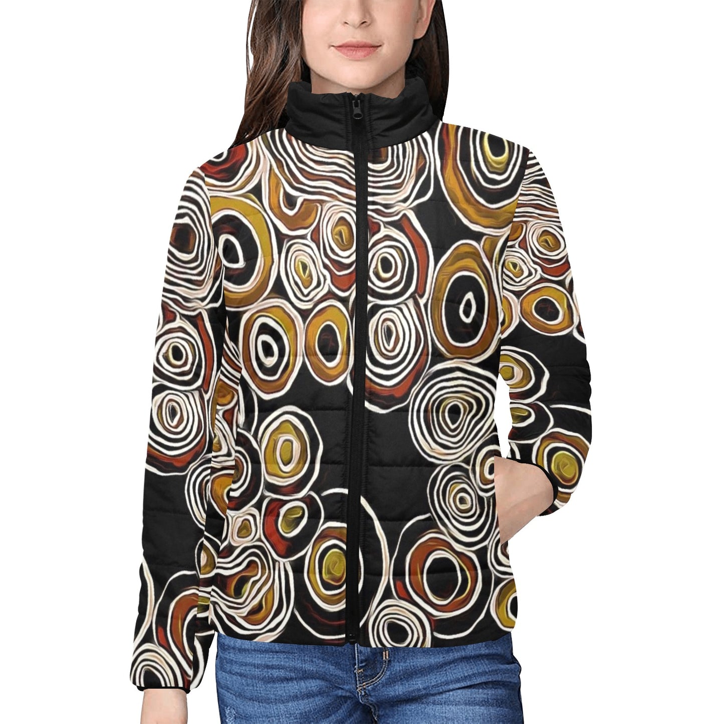Black Pride Womens Puffer Jacket by Koori Threads