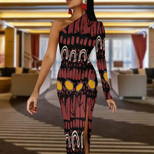 Devils Marbels Half Sleeve Slit Dress by Koori Threads