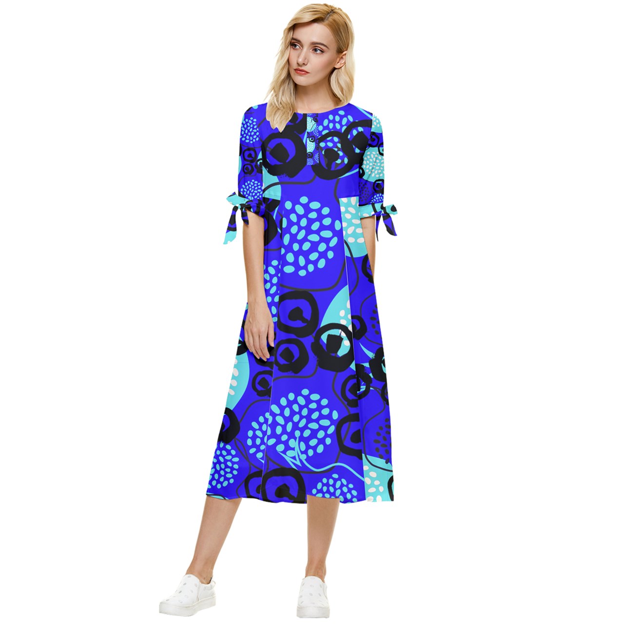 Mayi Transperant dress pattern Bow Sleeve Chiffon Midi Dress – Koori ...