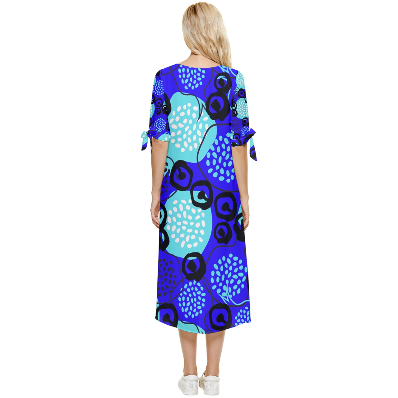Mayi Transperant dress pattern Bow Sleeve Chiffon Midi Dress