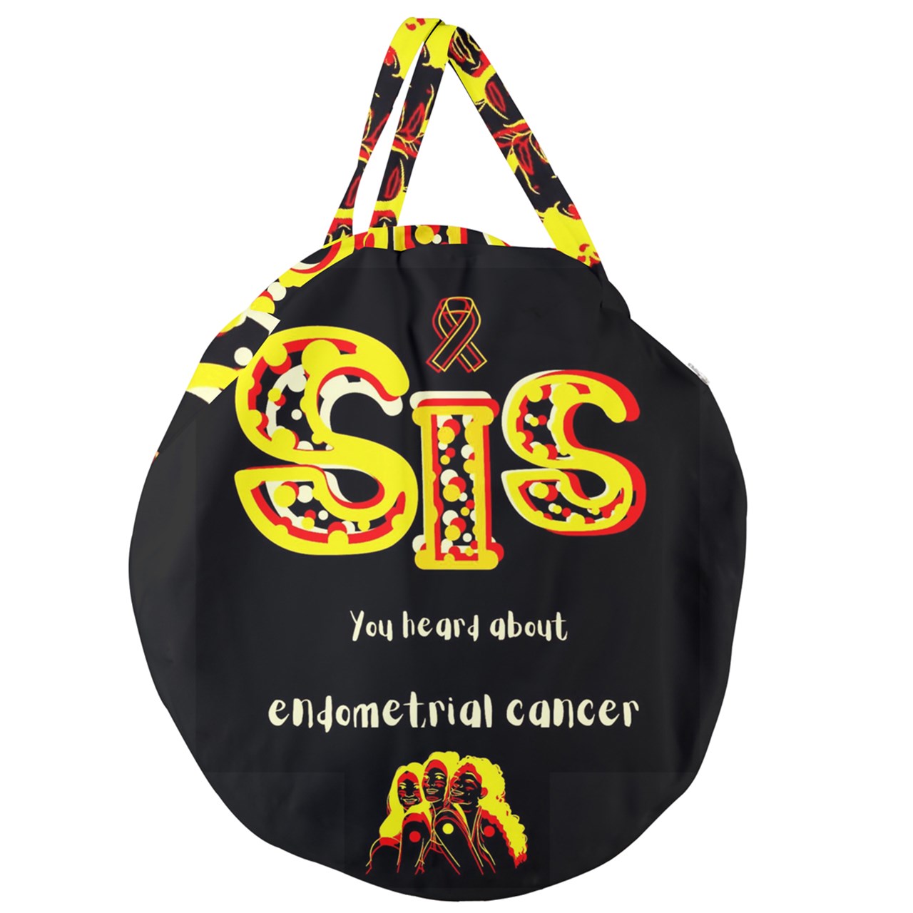 Sis Have you Heard Large Round Canvas Bag by Koori Threads