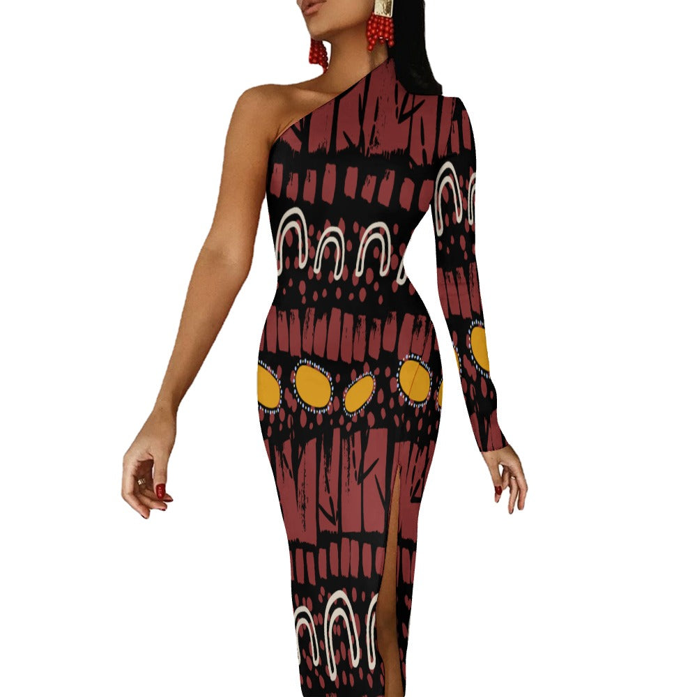 Devils Marbels Half Sleeve Slit Dress by Koori Threads