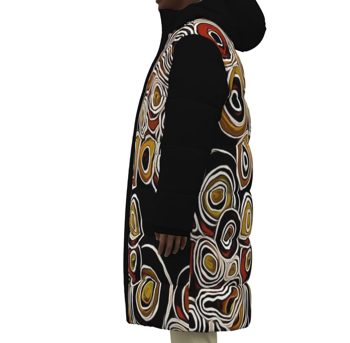 Black Pride Long Puffer Jacket by Koori Threads