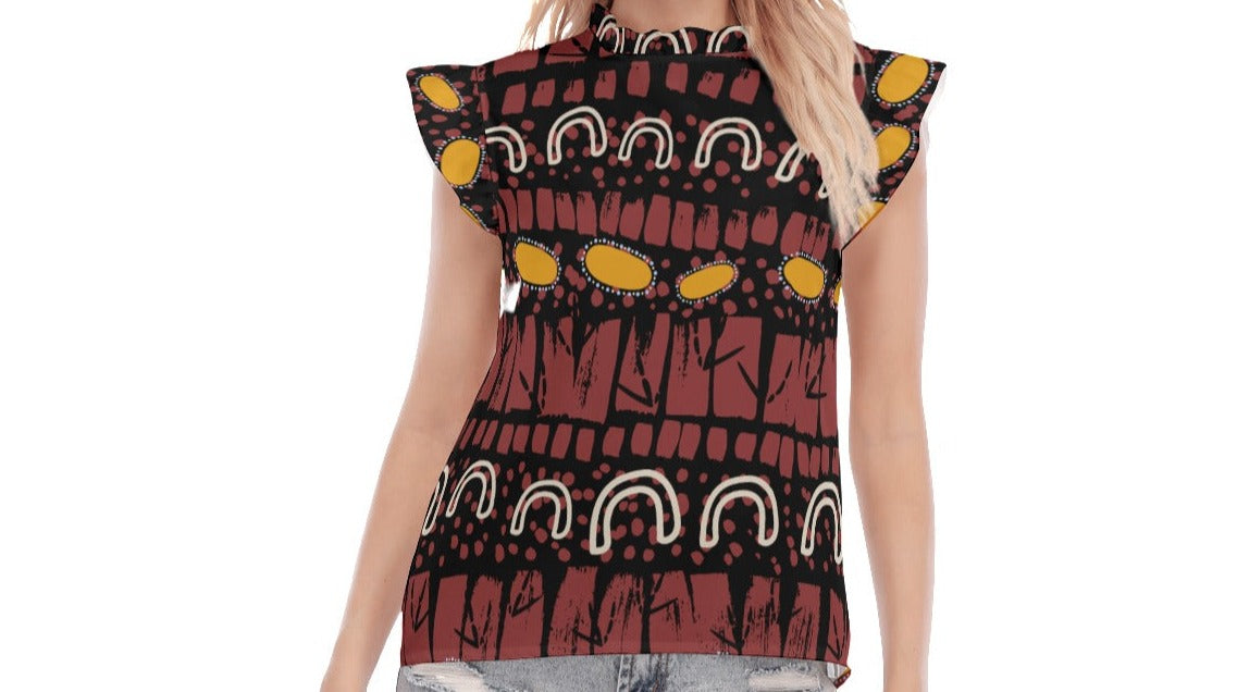 Devils Marbles Ruffle Sleeve Top by Koori Threads