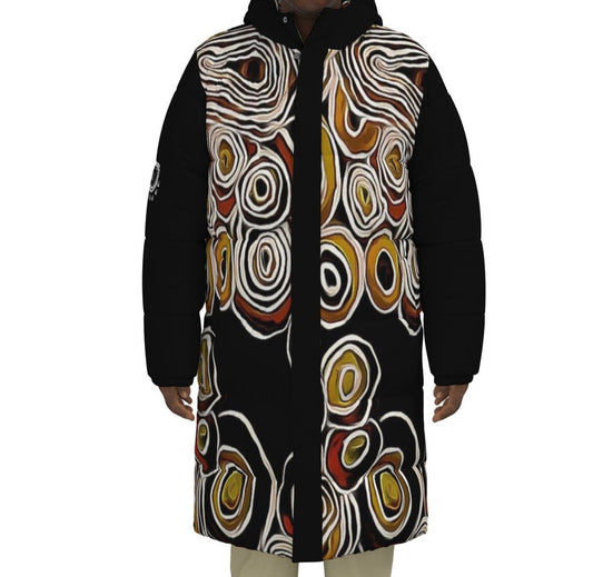 Black Pride Long Puffer Jacket by Koori Threads