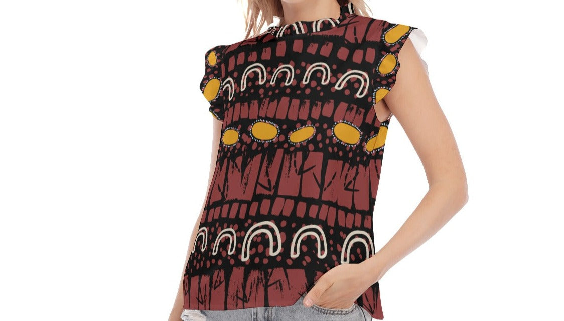 Devils Marbles Ruffle Sleeve Top by Koori Threads