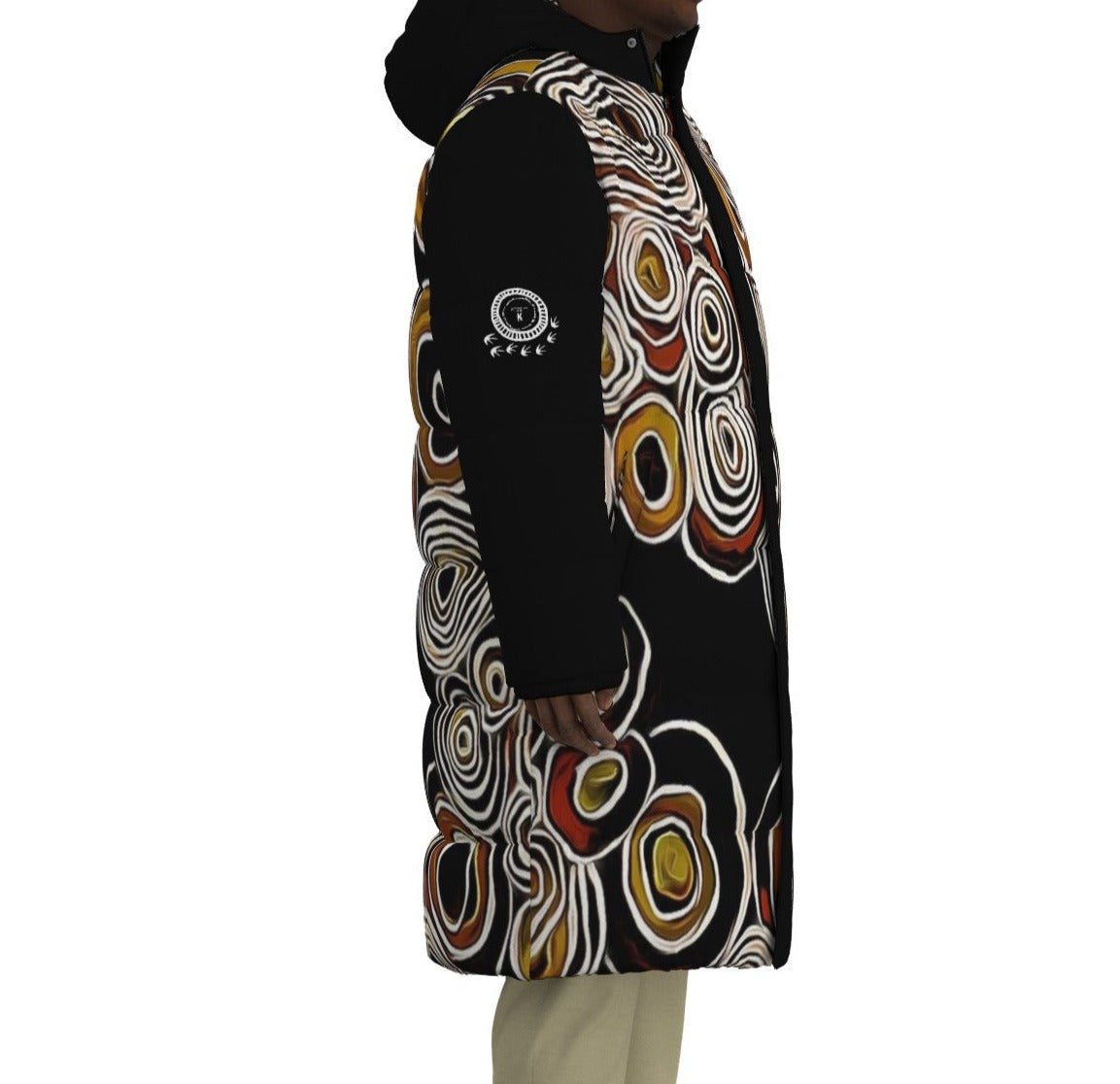 Black Pride Long Puffer Jacket by Koori Threads