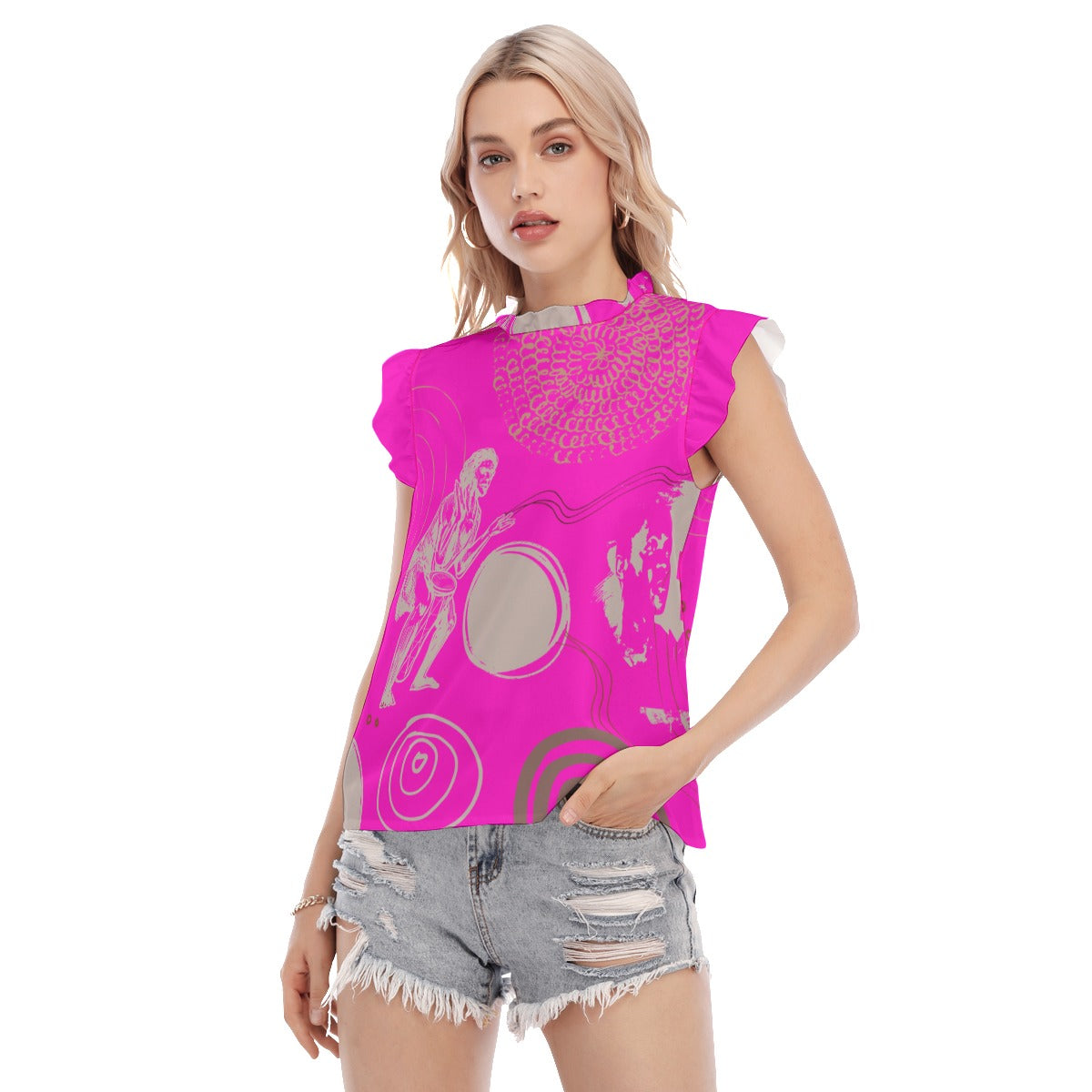 Hot Pink Warriors Dreaming Women's Blouse by Koori Threads