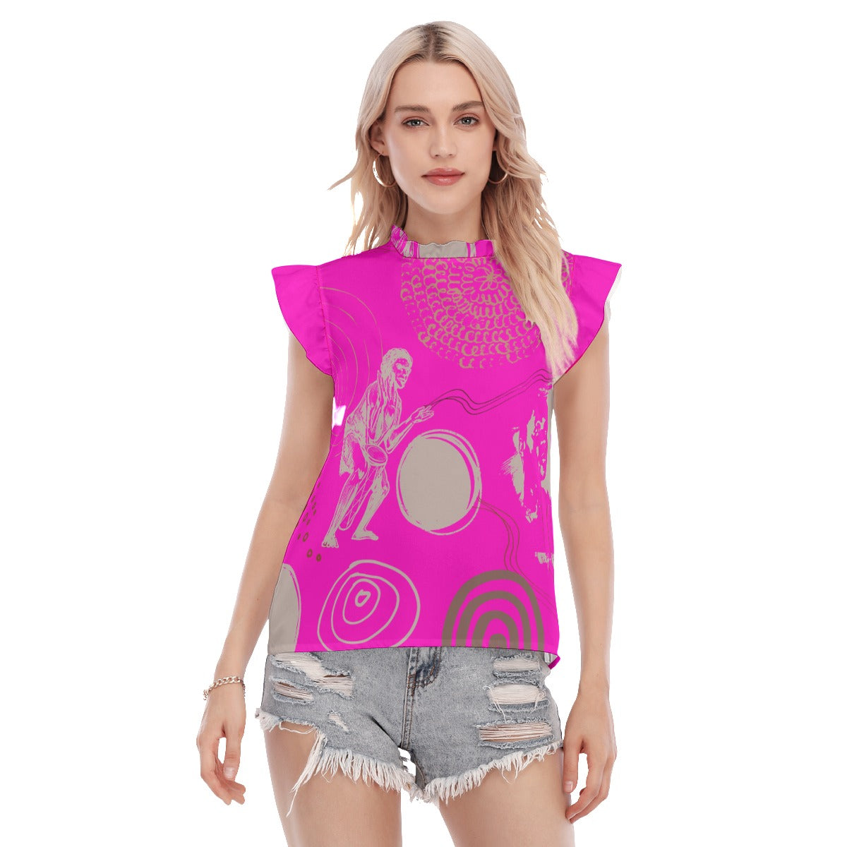 Hot Pink Warriors Dreaming Women's Blouse by Koori Threads