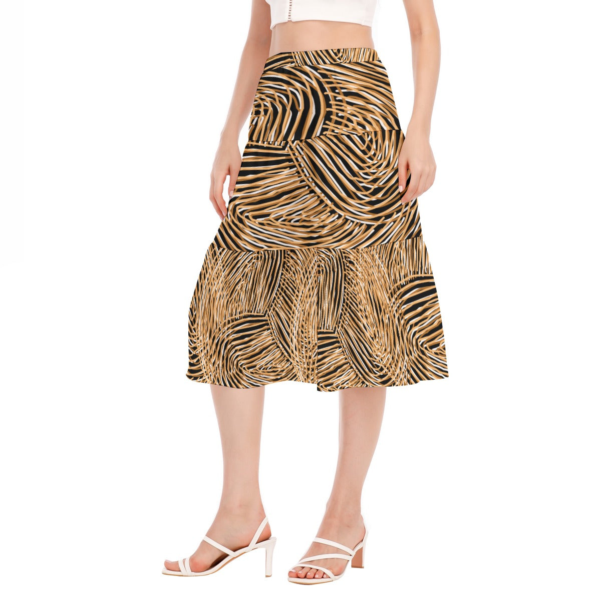 Birthing on country Gold Ruffle Skirt by Koori Threads