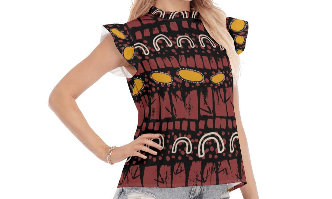 Devils Marbles Ruffle Sleeve Top by Koori Threads