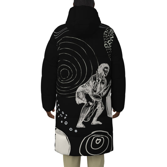 Our warriors Long Duck Down Puffer Jacket by Koori Threads