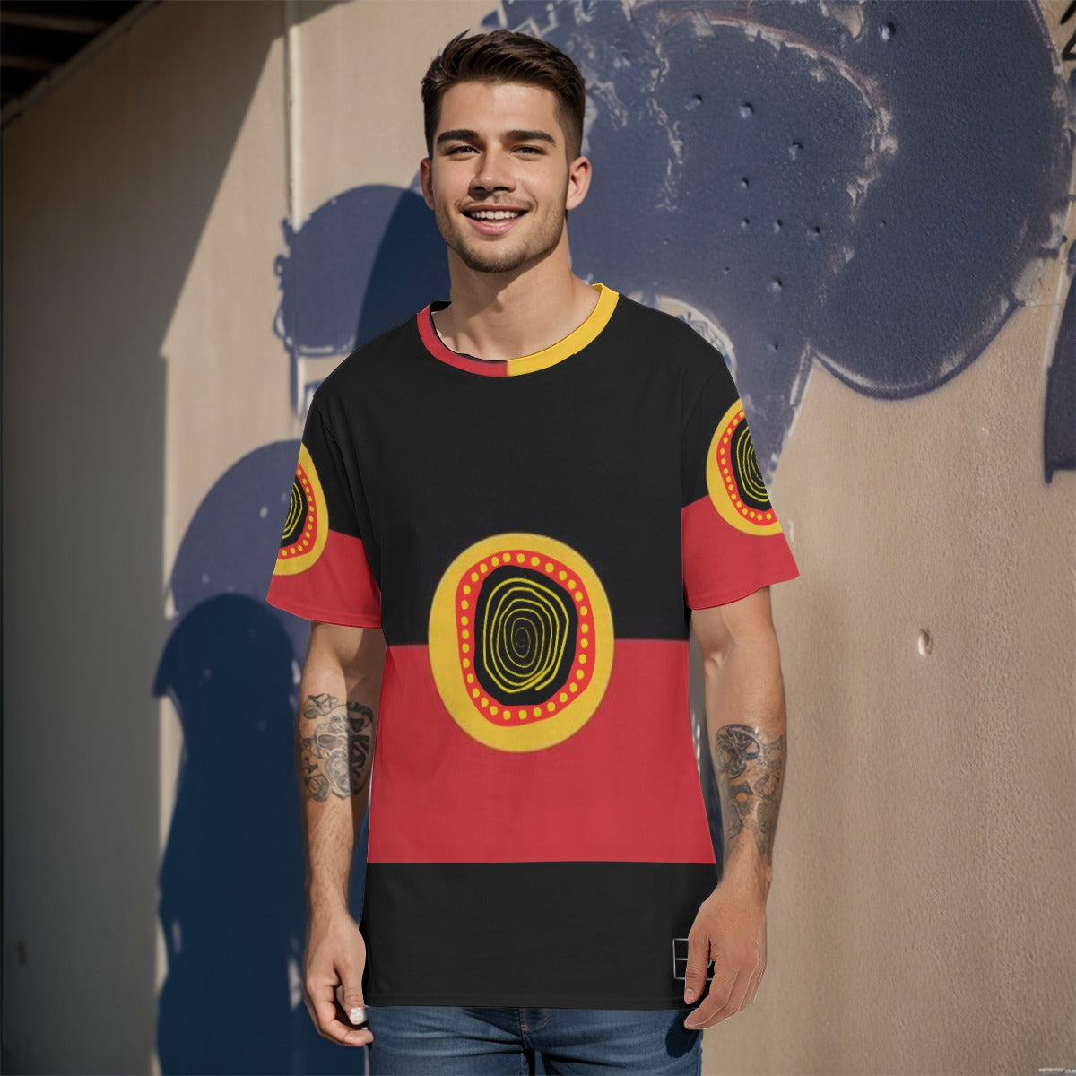 Koori Threads Aboriginal Flag T-Shirt with a Twist | 190GSM Cotton