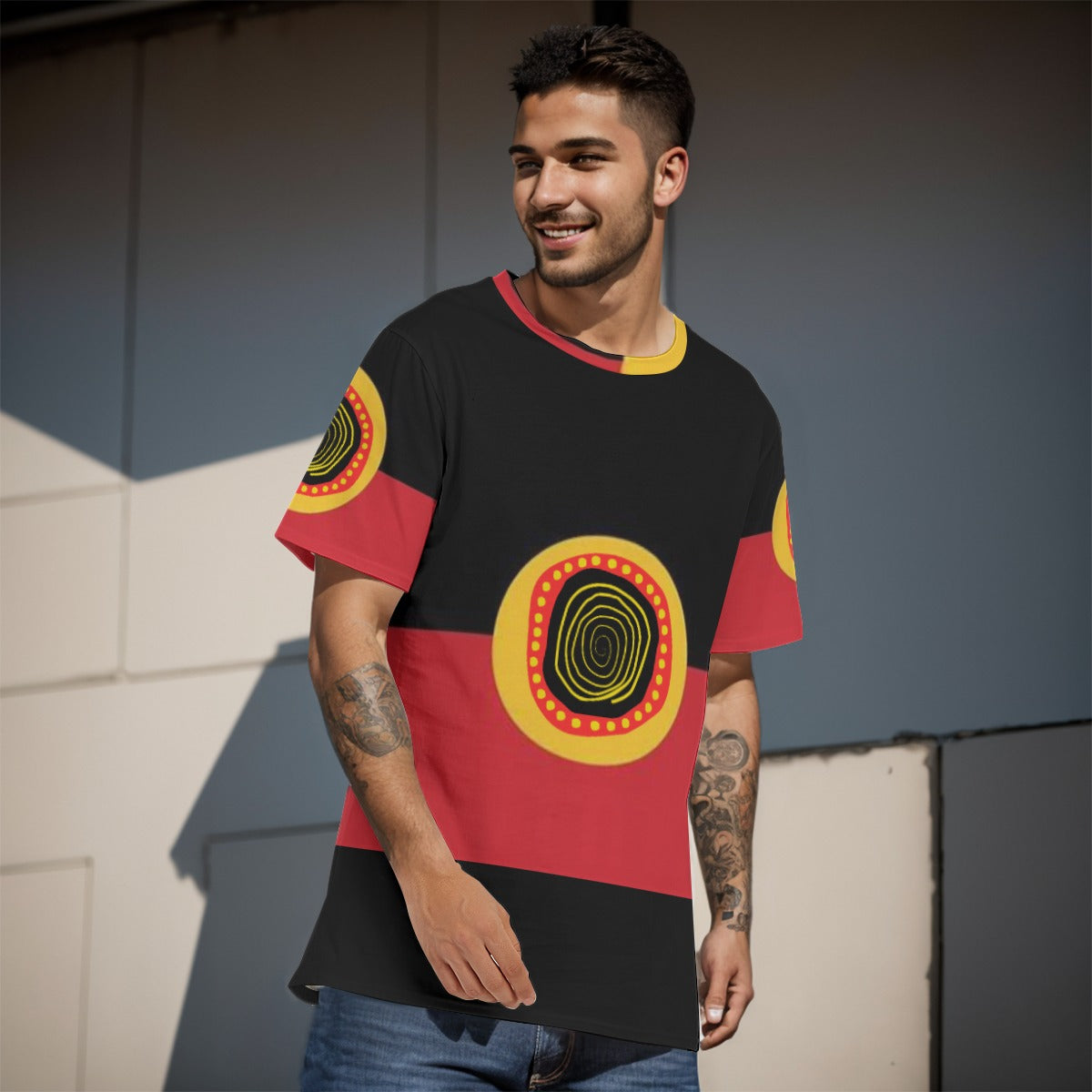 Koori Threads Aboriginal Flag T-Shirt with a Twist | 190GSM Cotton