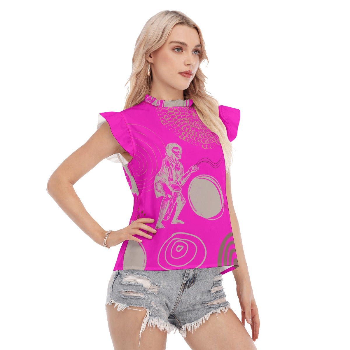 Hot Pink Warriors Dreaming Women's Blouse by Koori Threads