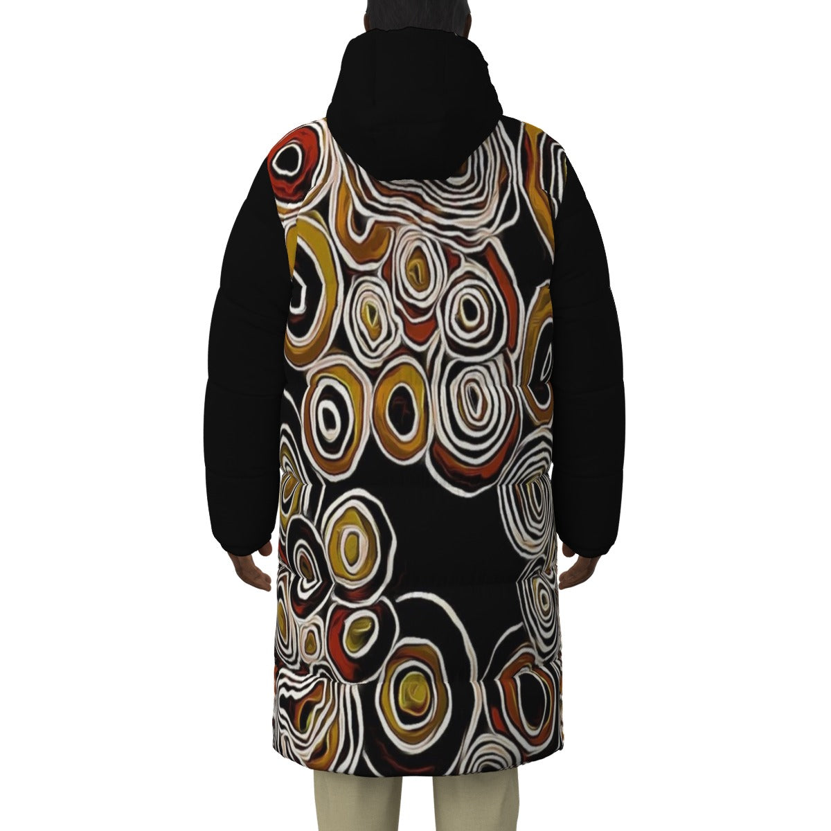 Black Pride Long Puffer Jacket by Koori Threads