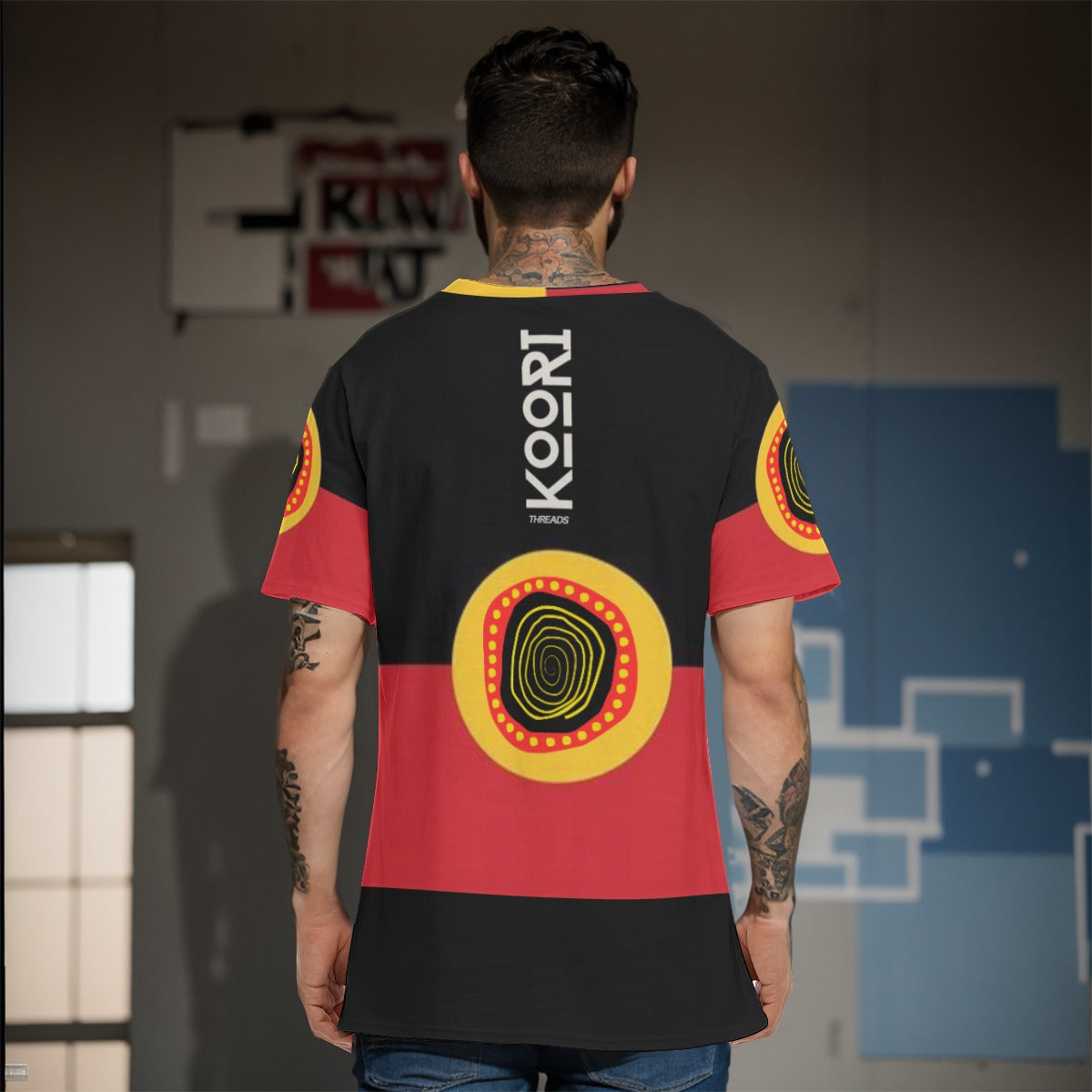 Koori Threads Aboriginal Flag T-Shirt with a Twist | 190GSM Cotton