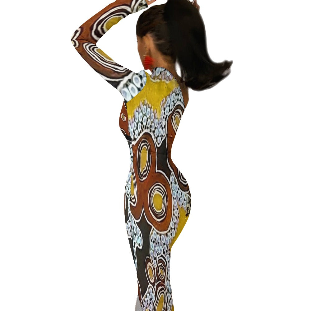 Aboriginal Half Sleeve Slit Dress - Koori Threads